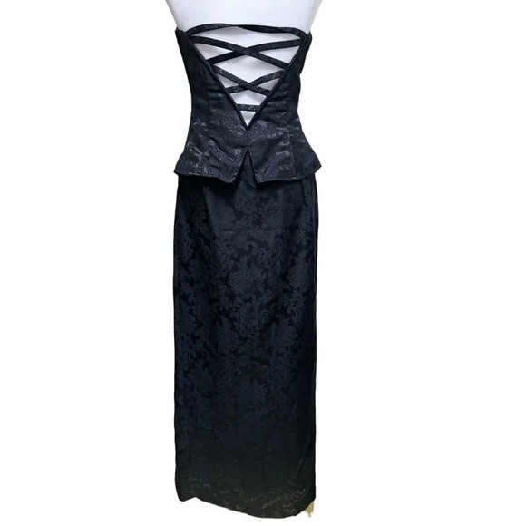 Jessica McClintock for Gunne Sax Vintage Black Strapless Formal Dress Size 9/10 - Picture 4 of 10